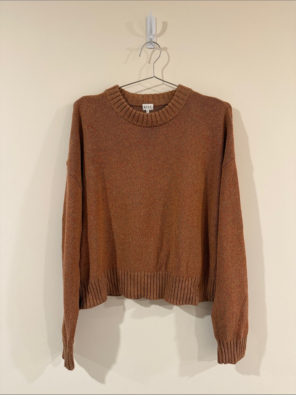 KULE Rust Brown Scoop-Neck Knit Sweater